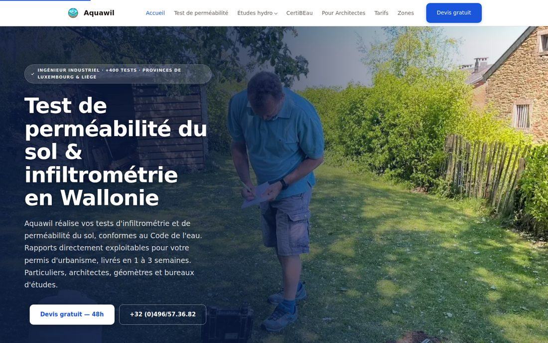 Page d'accueil du site Aquawil