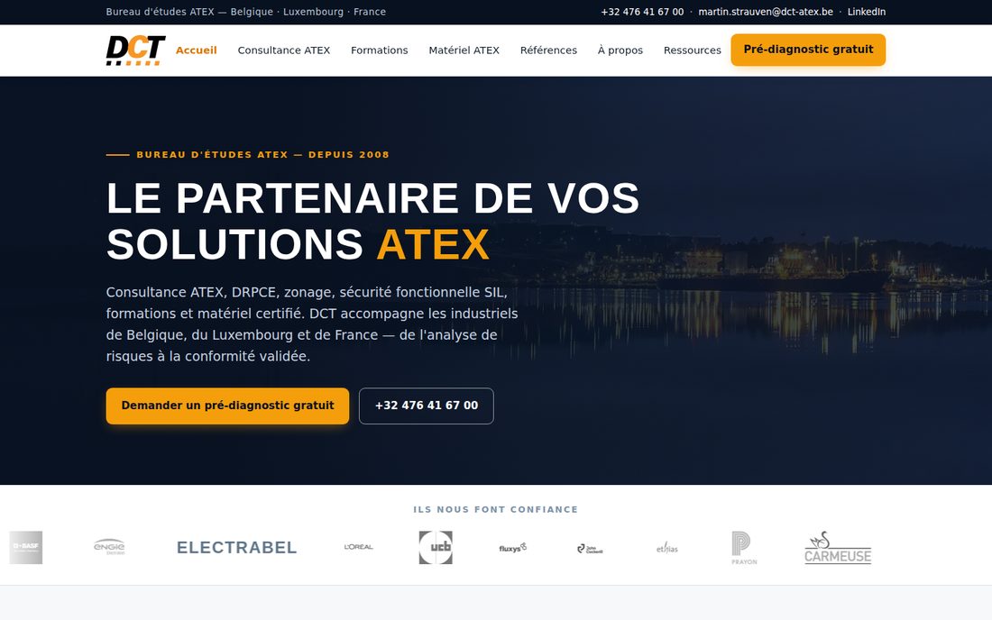 Page d'accueil du site DCT-ATEX