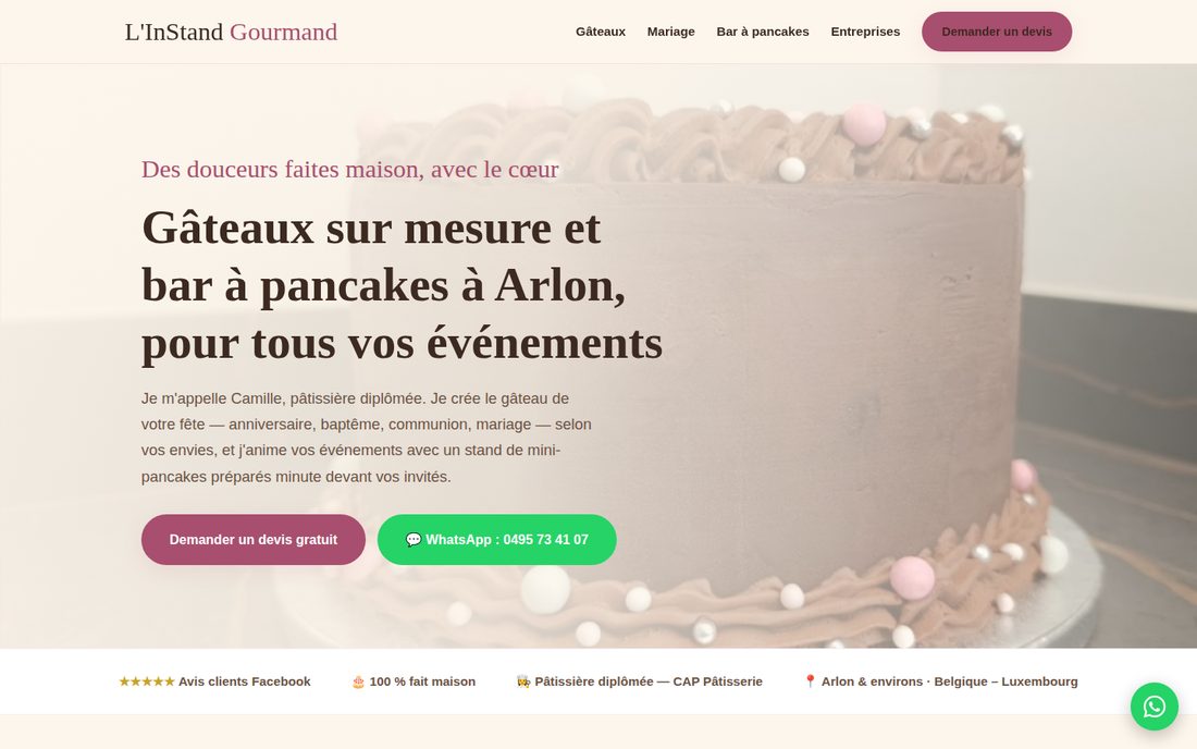 Page d'accueil du site L'InStand Gourmand