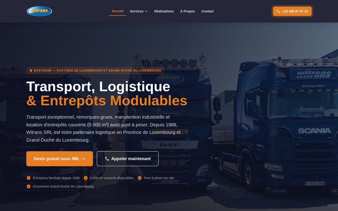Page d'accueil du site Witrans